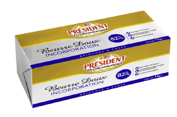 Beurre doux 82% mg bloc 1 kg Président Professionnel